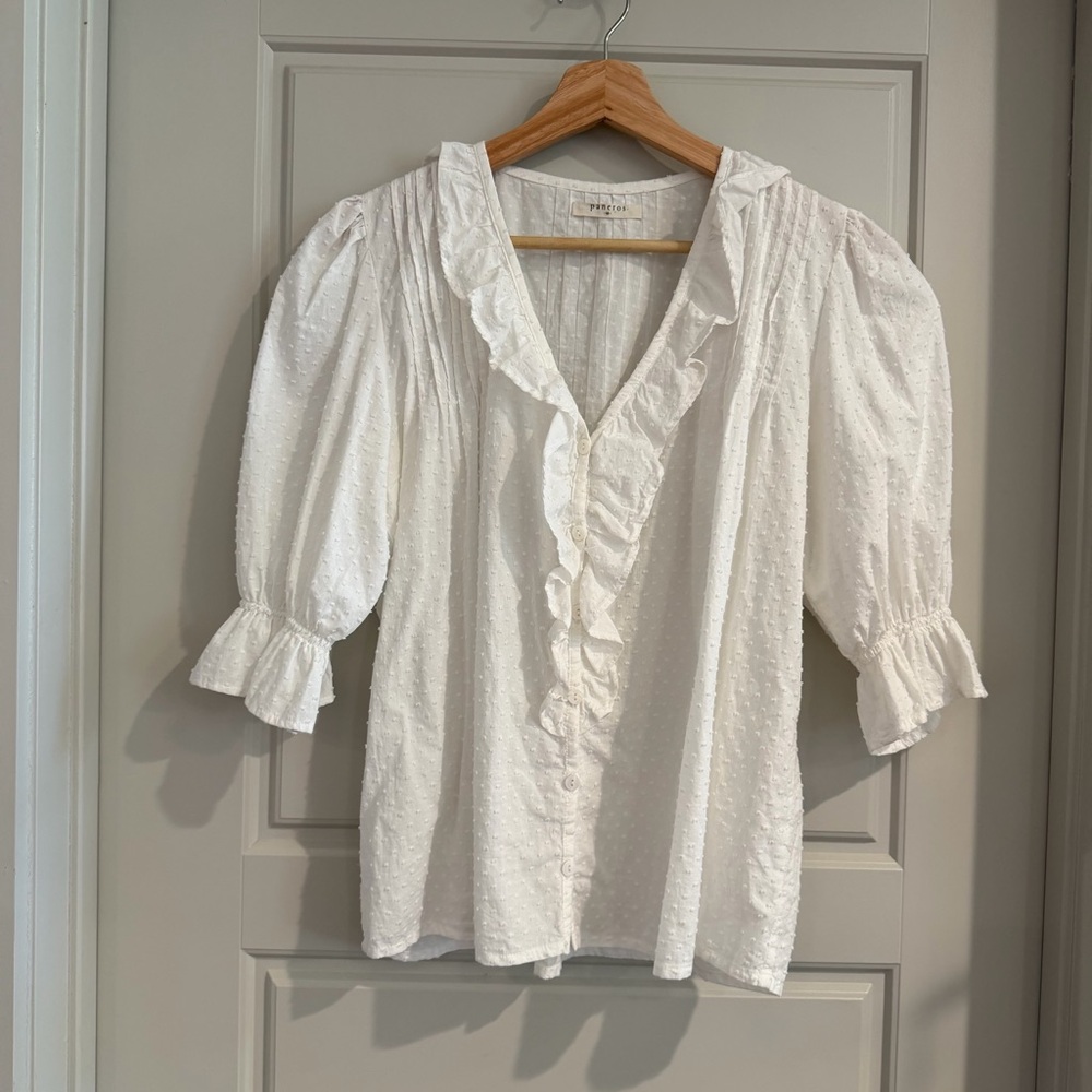 Paneros White Cotton Chloe Shirt Size Medium - Picture 3 of 10